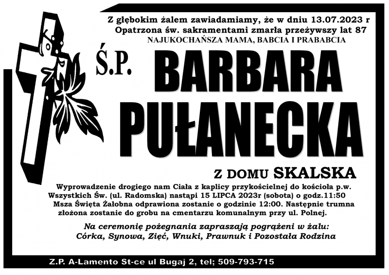 Barbara  Pułanecka z d. Skalska