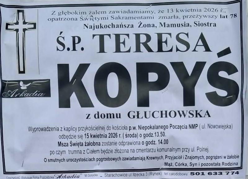 Teresa  Kopyś z d. Głuchowska