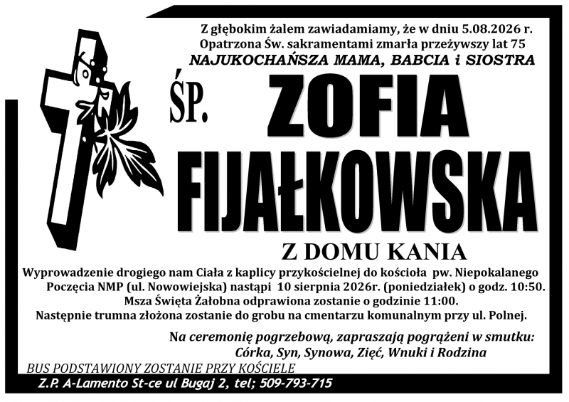 Zofia  Fijałkowska z d. Kania