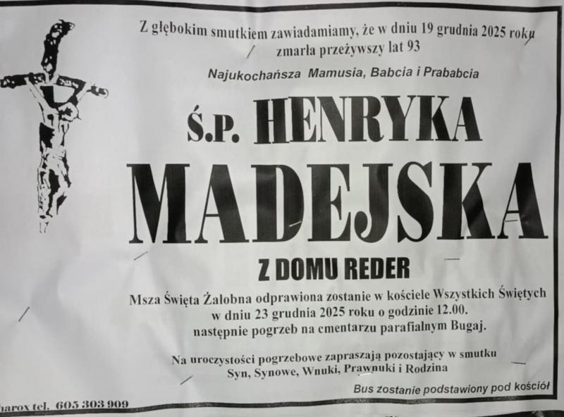 Henryka  Madejska z d. Reder