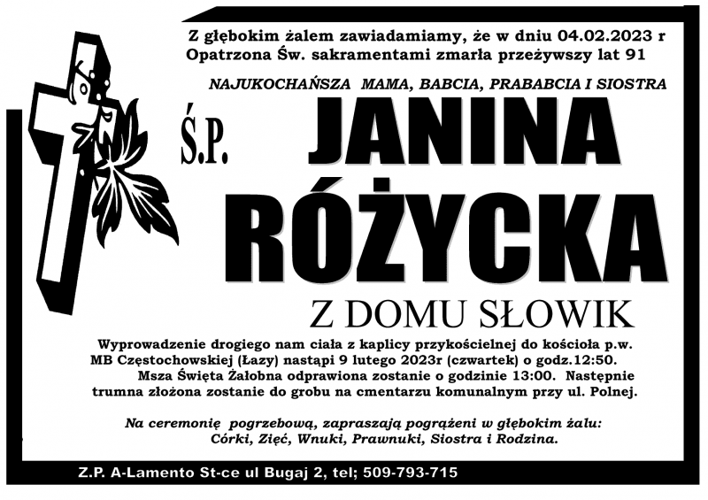 Janina  Różycka z d. Słowik