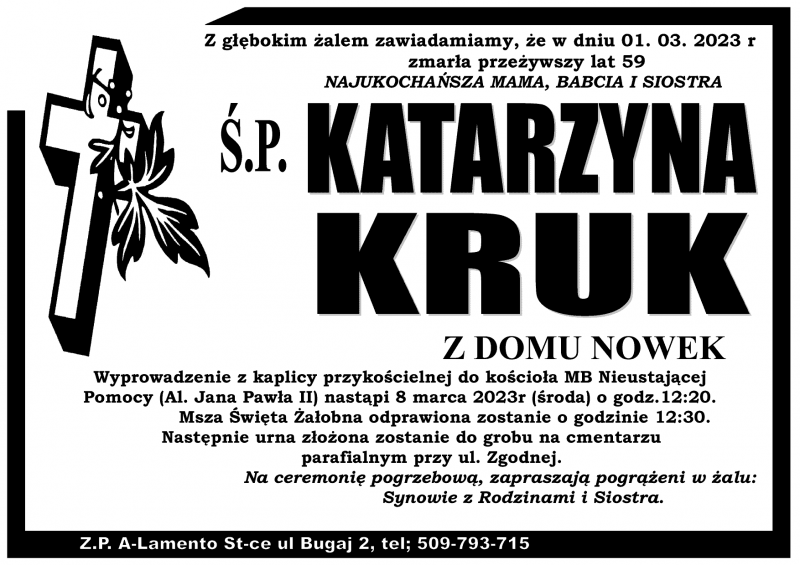 Katarzyna  Kruk z d. Nowek