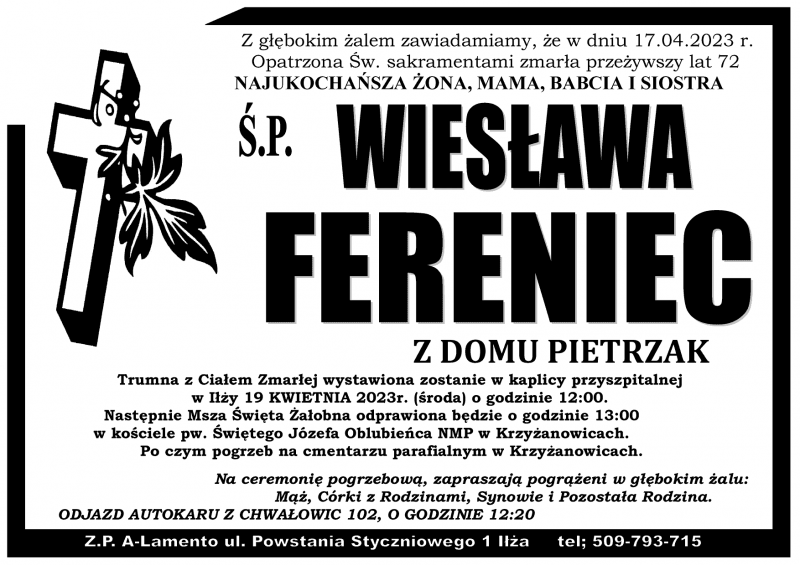 Wiesława  Fereniec z d. Pietrzak