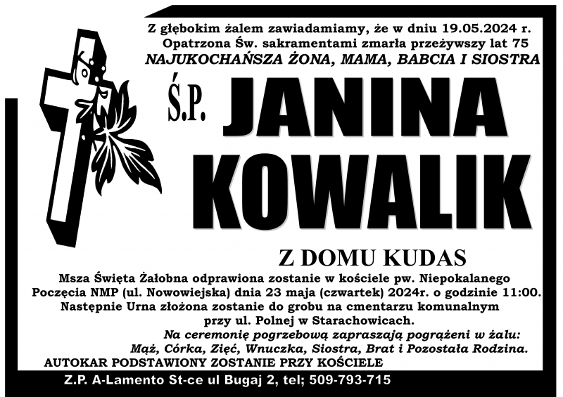 Janina  Kowalik z d. Kudas