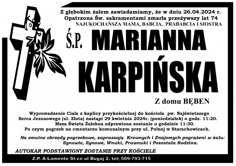 Marianna  Karpińska z d. Bęben