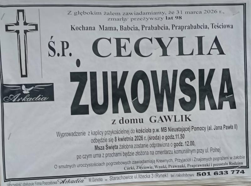 Cecylia  Żukowska z d. Gawlik
