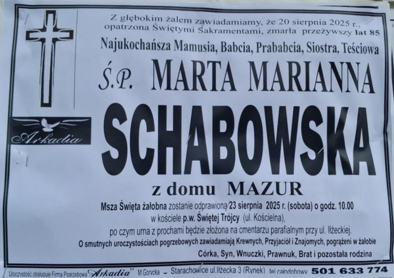 Marta Marianna  Schabowska z d. Mazur