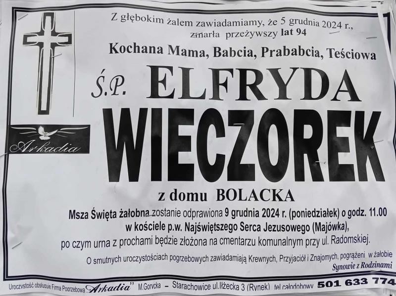 Elfryda  Wieczorek z d. Bolacka