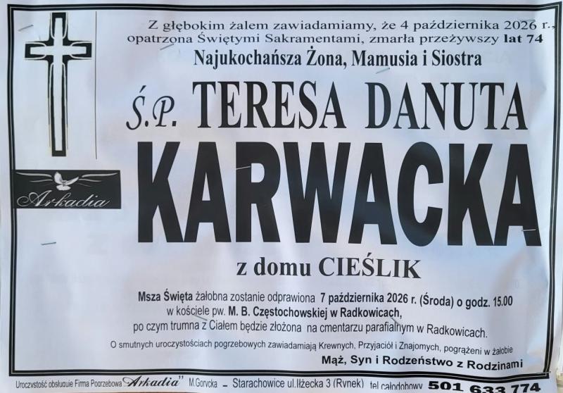 Teresa Danuta Karwacka z d. Cieślik