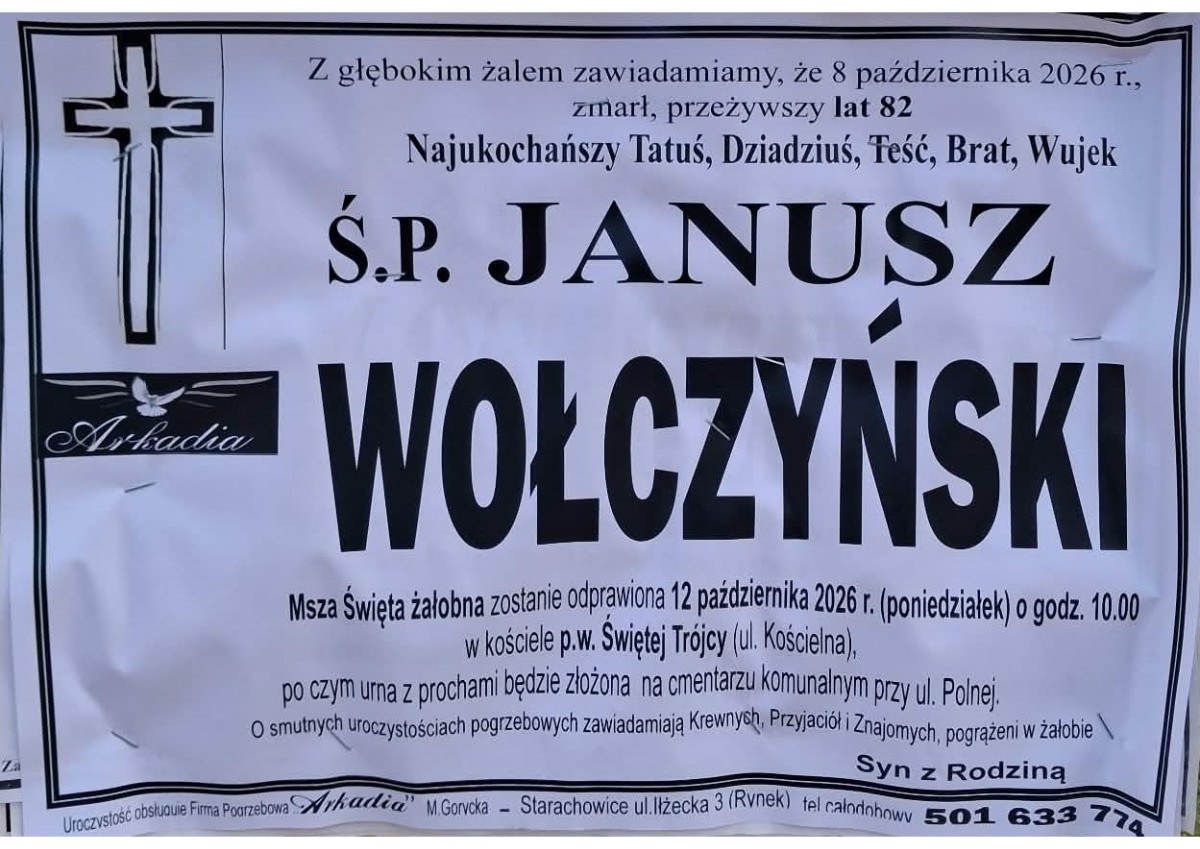 Nekrolog: śp. Janusz Wołczyński, zm. 8 października 2026 r.