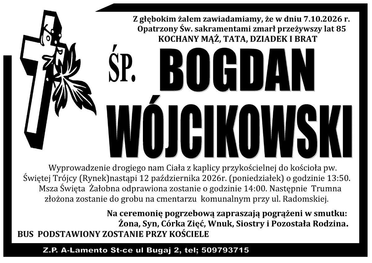 Nekrolog: śp. Bogdan Wójcikowski, zm. 7 października 2026 r.