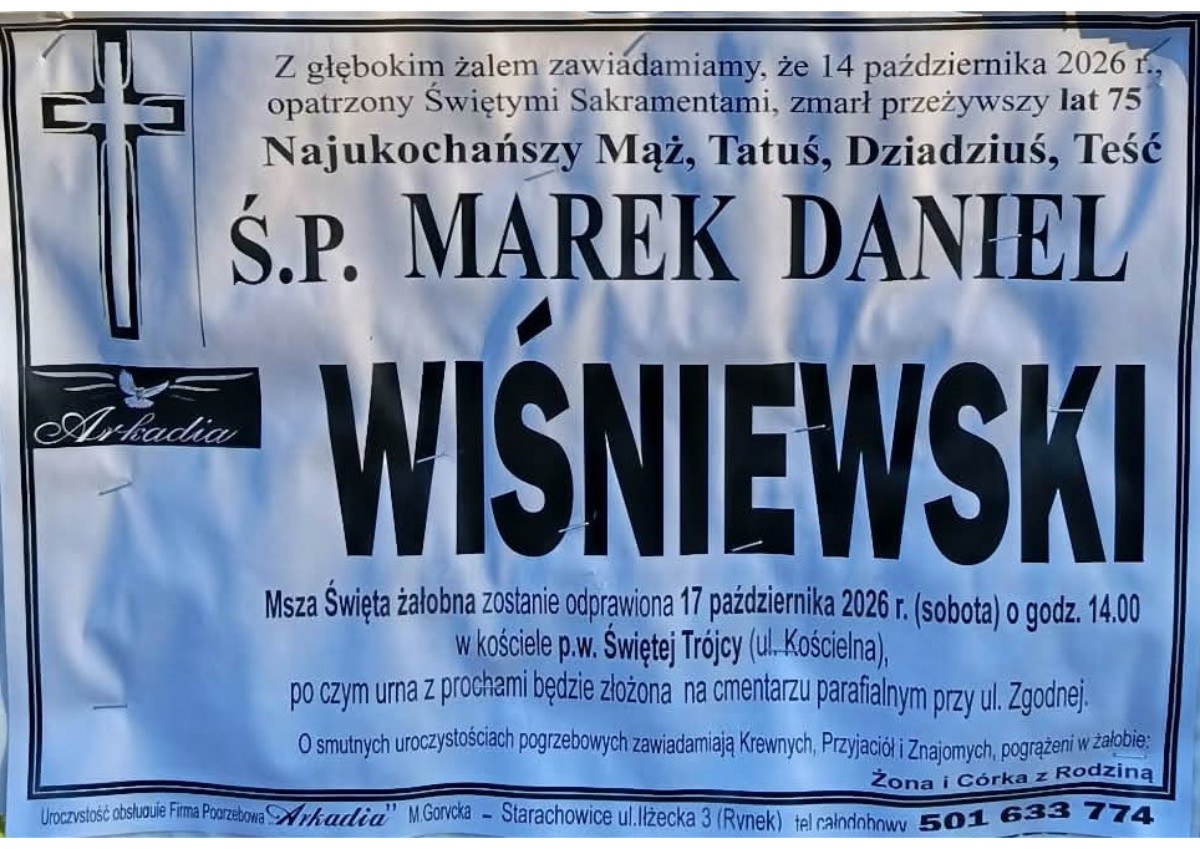 Nekrolog: śp. Marek Daniel Wiśniewski, zm. 14 października 2026 r.