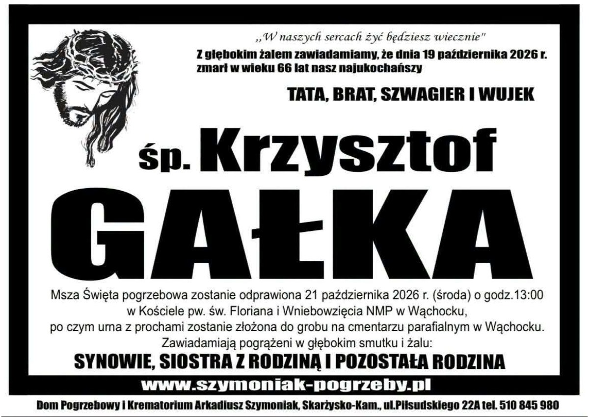 Nekrolog: śp. Krzysztof Gałka, zm. 19 października 2026 r.