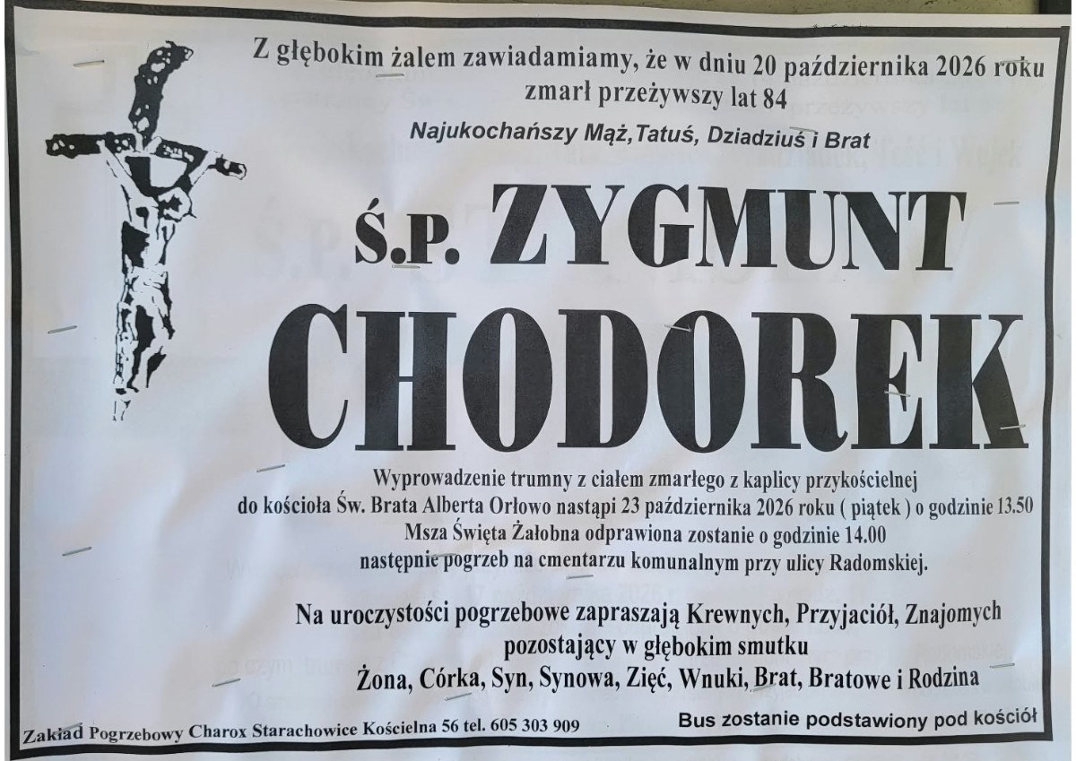 Nekrolog: śp. Zygmunt Chodorek, zm. 20 października 2026 r.