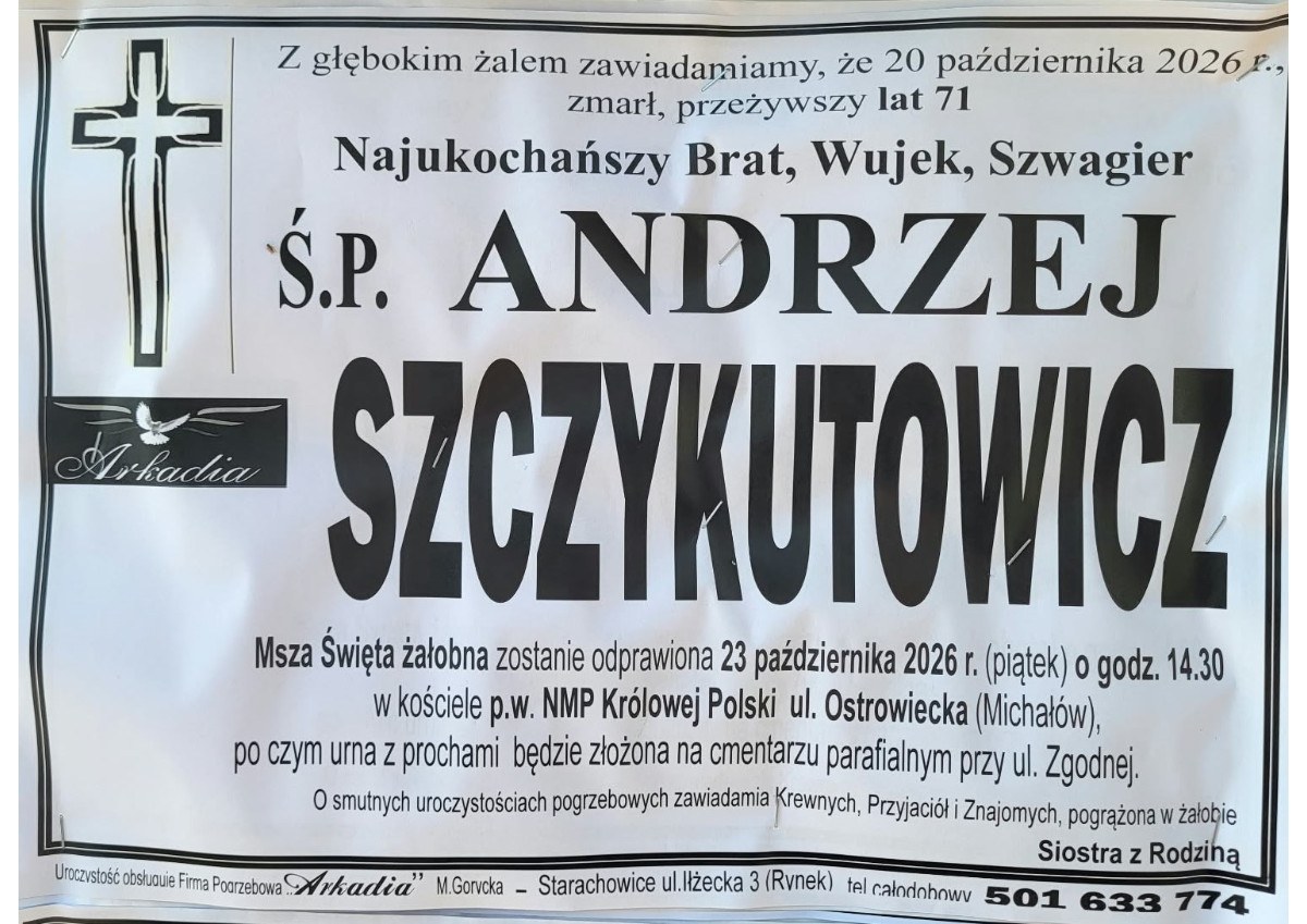 Nekrolog: śp. Andrzej Szczykutowicz, zm. 20 października 2026 r.