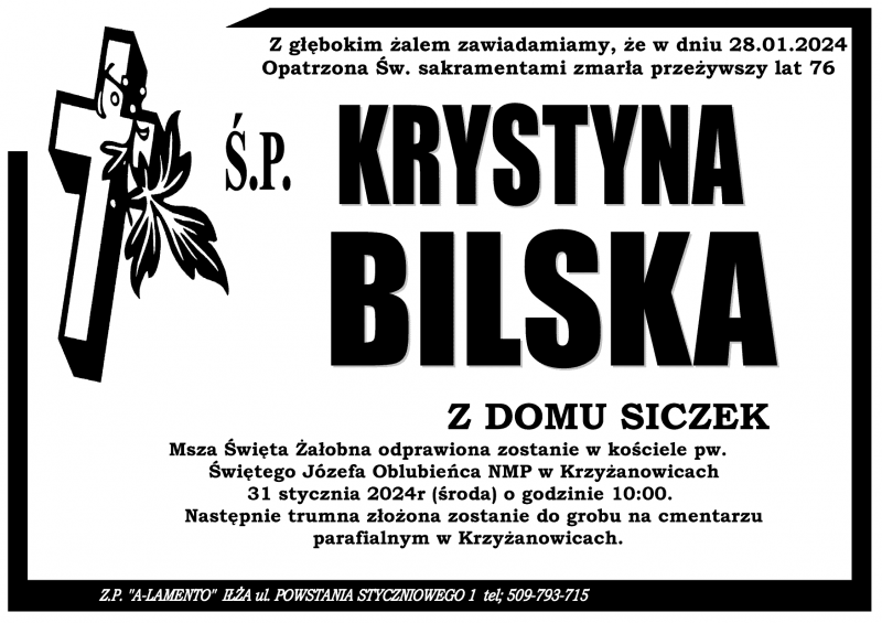 Krystyna  Bilska z d. Siczek