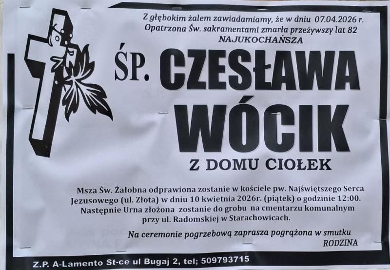 Czesława  Wócik z d. Ciołek