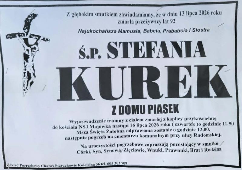 Stefania  Kurek z d. Piasek