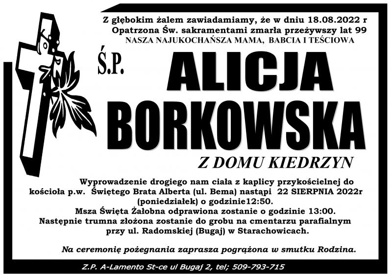 Alicja  Borkowska z d. Kiedrzyn