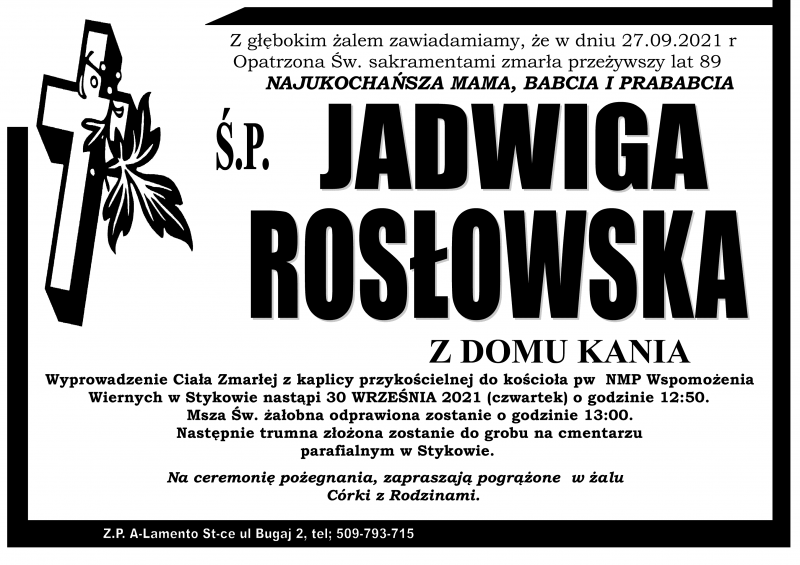 Jadwiga  Rosłowska z d. Kania