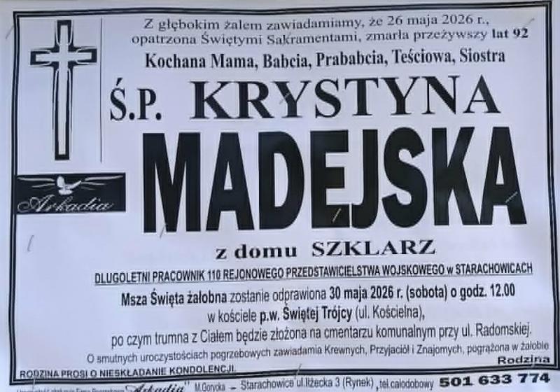 Krystyna  Madejska z d. Szklarz 