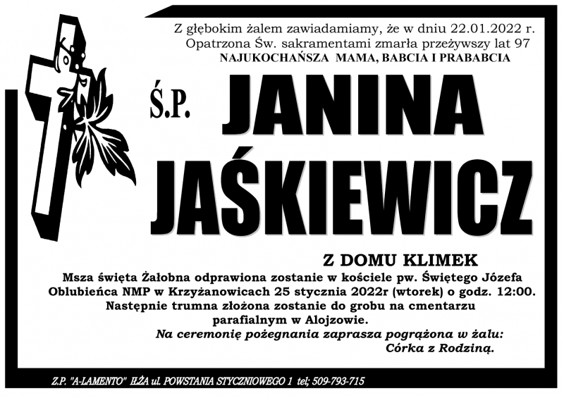 Janina  Jaśkiewicz z d. Klimek
