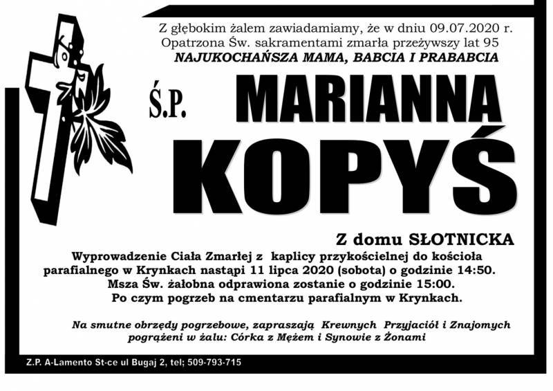 Marianna Kopyś z domu Słotnicka
