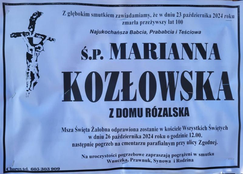 Marianna  Kozłowska z d. Różalska