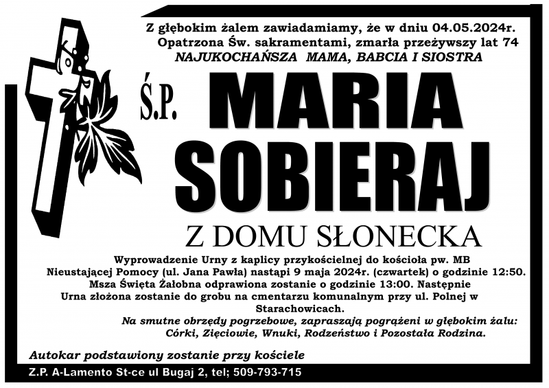 Maria  Sobieraj z d. Słonecka