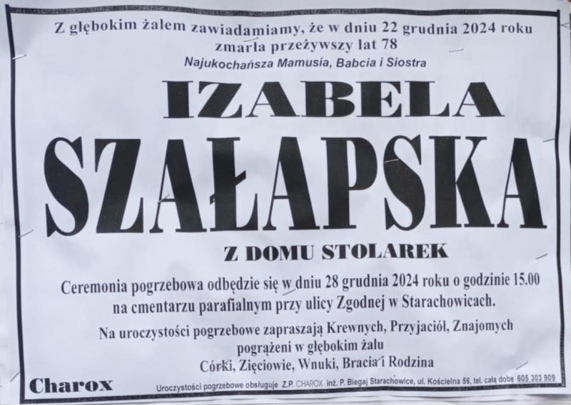Izabela  Szałapska z d. Stolarek