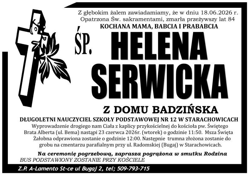 Helena  Serwicka z d. Badzińska