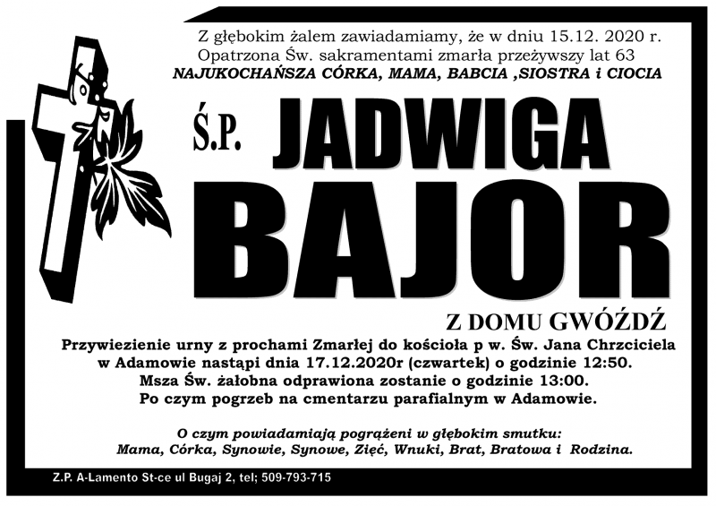 Jadwiga Bajor z domu Gwóźdź