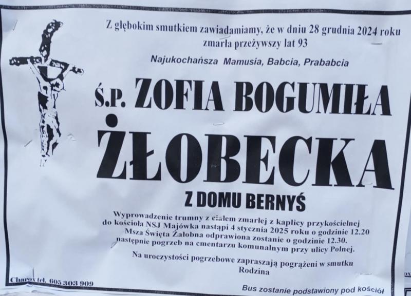 Zofia Bogumiła  Żłobecka z d. Bernyś