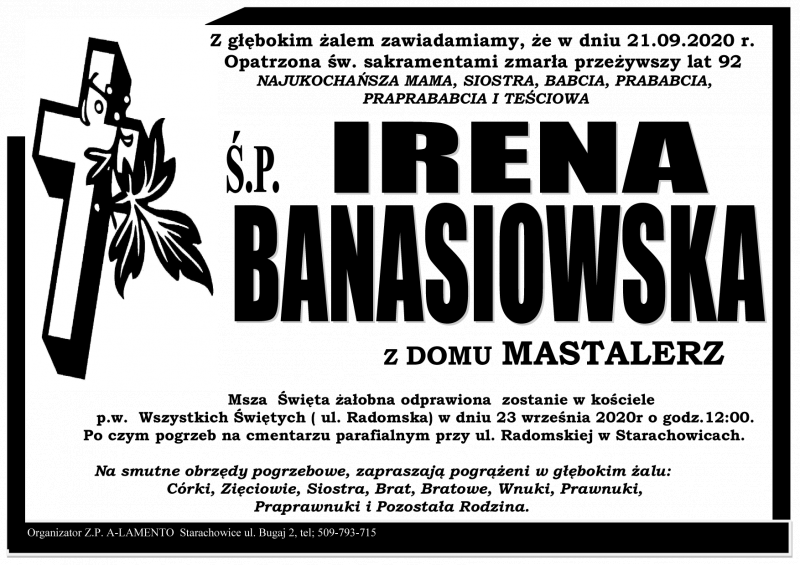 Irena Banasiowska z domu Mastalerz