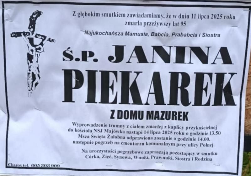 Janina  Piekarek z d. Mazurek