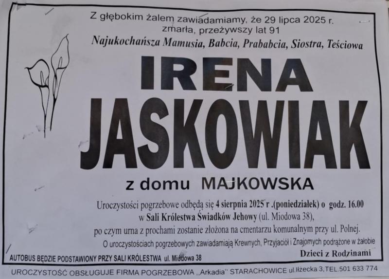Irena  Jaskowiak z d. Majkowska
