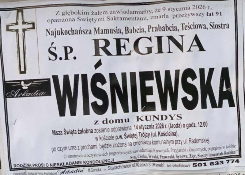 Regina  Wiśniewska z d. Kundys
