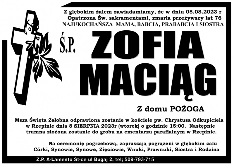 Zofia  Maciąg z d. Pożoga