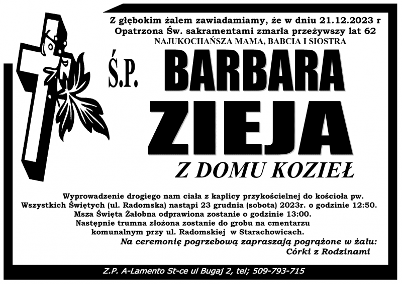 Barbara  Zieja z d. Kozieł
