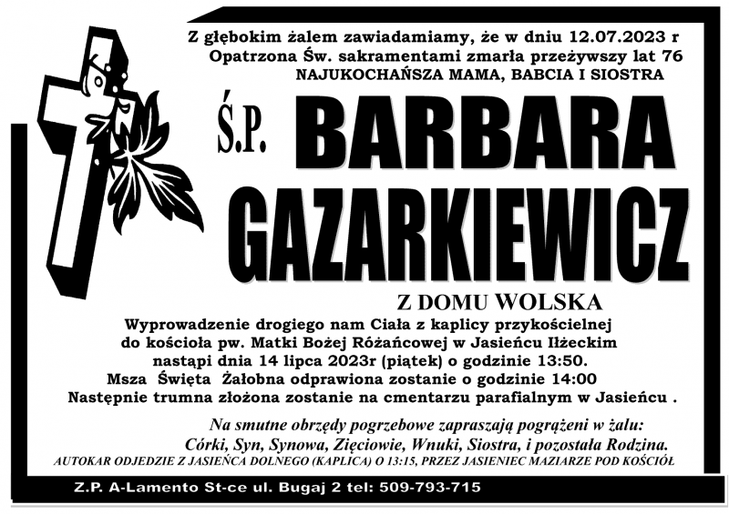 Barbara  Gazarkiewicz z d. Wolska