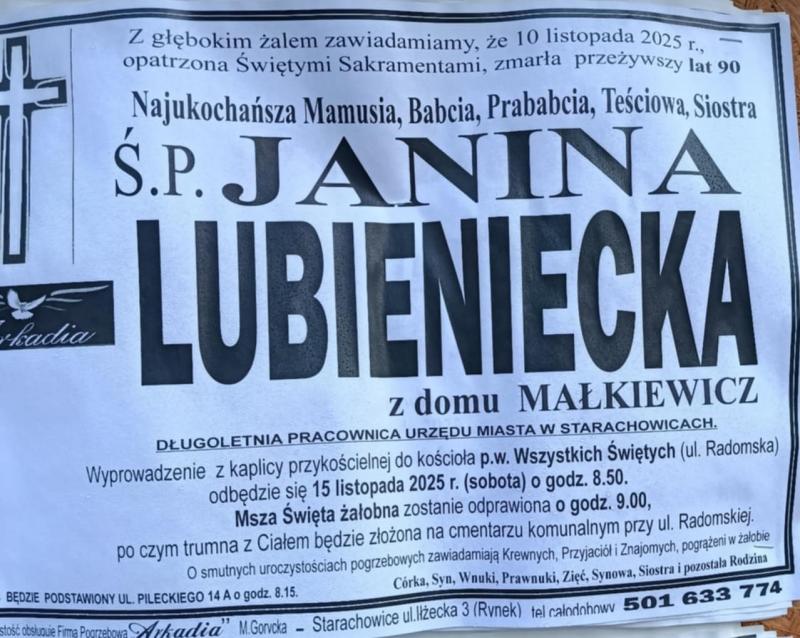 Janina  Lubieniecka z d. Małkiewicz