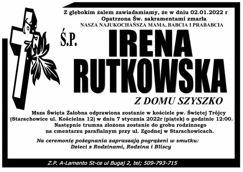 Irena  Rutkowska z d. Szyszko