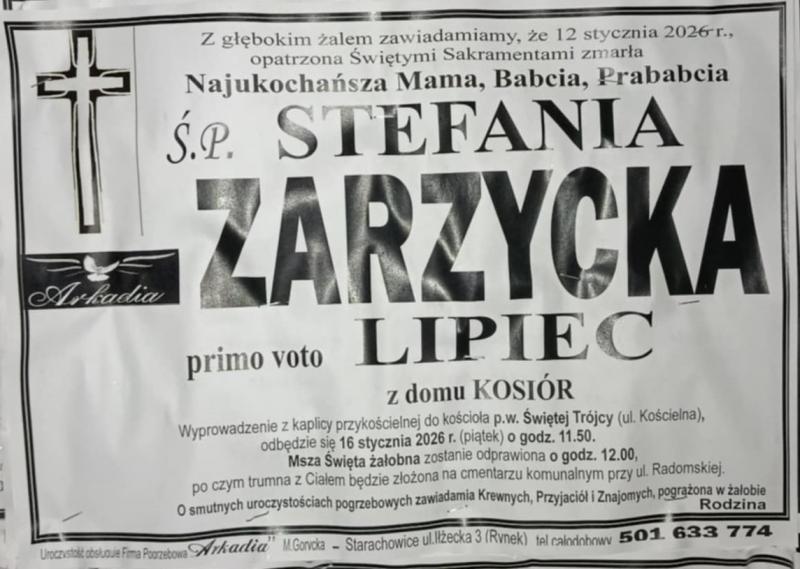 Stefania  Zarzycka voto Lipiec z d. Kosiór