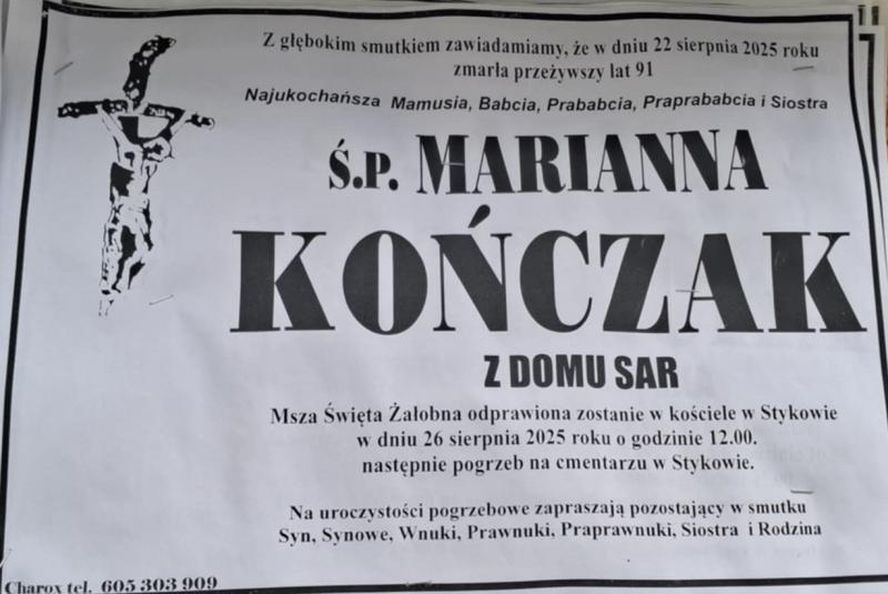 Marianna  Kończak z d. Sar