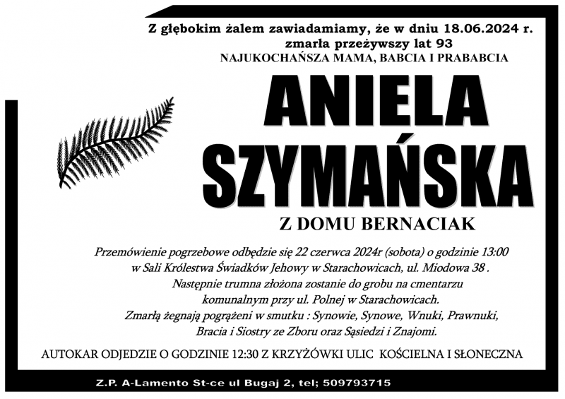 Aniela  Szymańska z d. Bernaciak