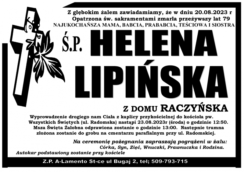 Helena  Lipińska z d. Raczyńska