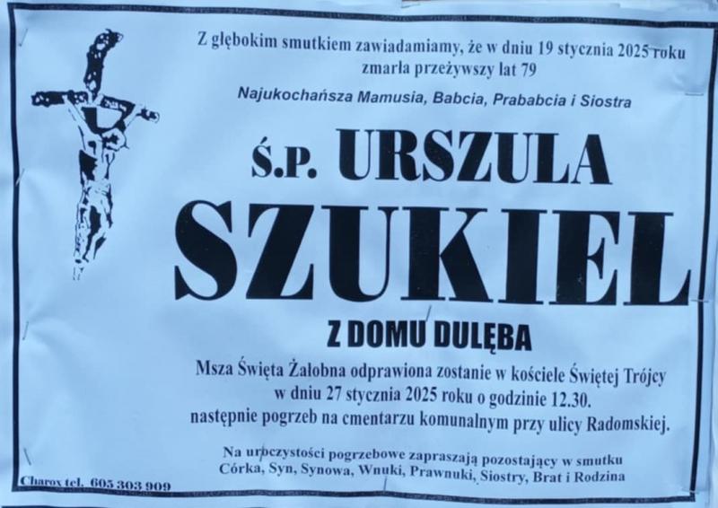 Urszula  Szukiel z d. Dulęba