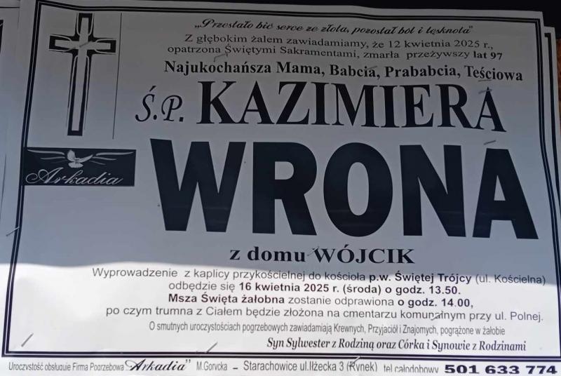 Kazimiera  Wrona z d. Wójcik
