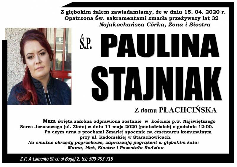 Paulina Stajniak z domu Płachcińska