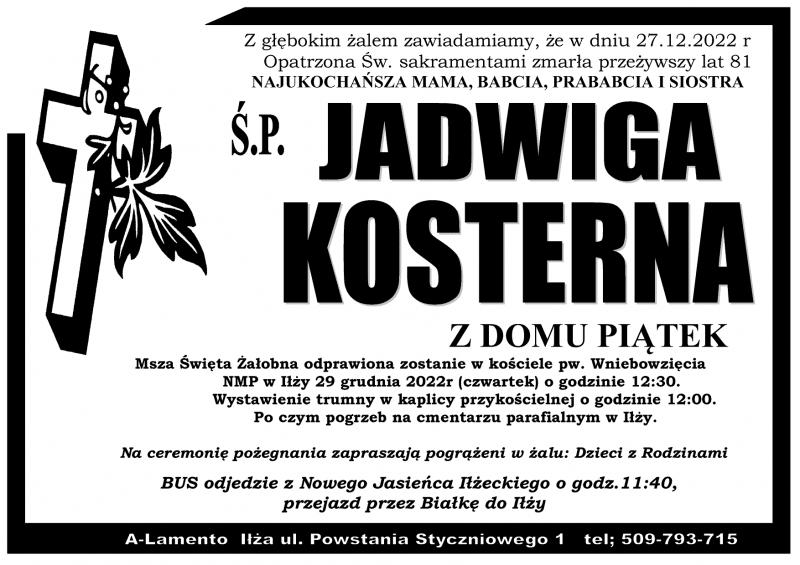 Jadwiga  Kosterna z d. Piątek